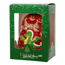 Стеклянная елочная игрушка Подарок - Дракон 8 см красный (Фабрика Елочка)