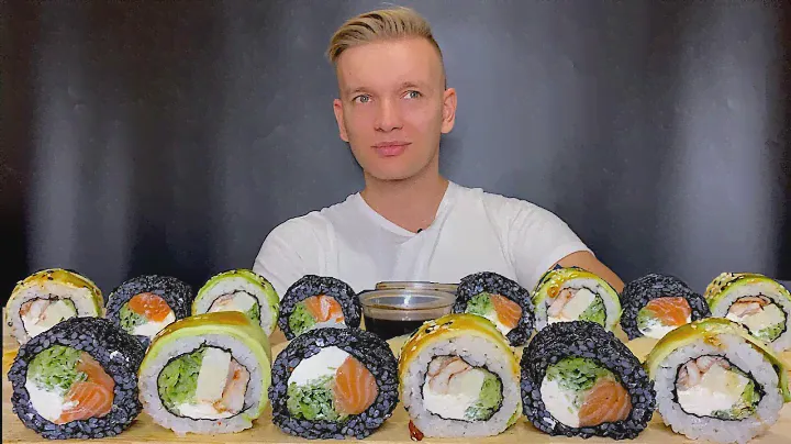 МУКБАНГ ОГРОМНЫЕ РОЛЛЫ И СУШИ I  Филадельфия 🍣, Зеленый дракон 🐲 I Про фильмы и сериалы I Mukbang